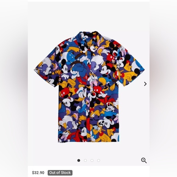 Disney Red and Blue Casual Button Down Shirt with Mickey Mouse - Picture 1 of 11